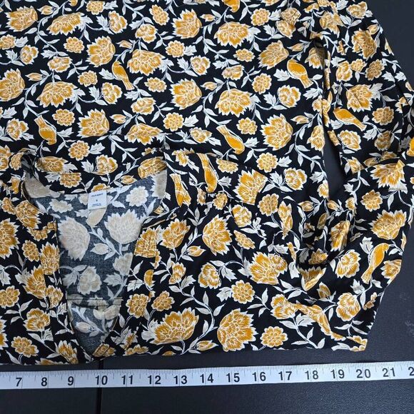 Old Navy Womens Floral Long Sleeve Tunic Top Size Small Yellow Flowy Boho Birds - Picture 6 of 7